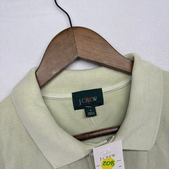 J Crew Polo Shirt men's Small Green Washed Pique Knit Preppy Oarsman Solid NEW - Picture 4 of 10